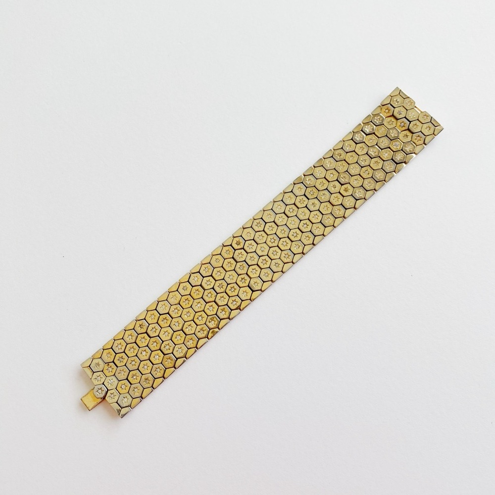 Vintage Crown Trifari Alfred Philippe Star Honeycomb Bracelet
